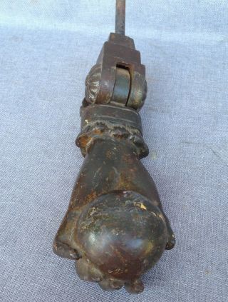 Big antique french door knocker cast iron early 1900 ' s hand ball castle mansion 6
