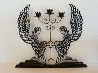 VTG/Antique/Art Deco/Gothic Wrought Iron Scrollwork ANGEL Candelabra SCULPTURE 2