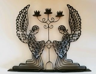 VTG/Antique/Art Deco/Gothic Wrought Iron Scrollwork ANGEL Candelabra SCULPTURE 6