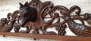 Antique French Carved Wood Architectural Hunting Pediment Chasse Fronton