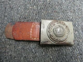 Wwi Imperial German Army Belt Buckle W/ Leather Tab - - Paint