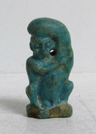 660 – 330 Bc Ancient Egypt Late Period Faience Amulet Phallic Pataikos 32mm