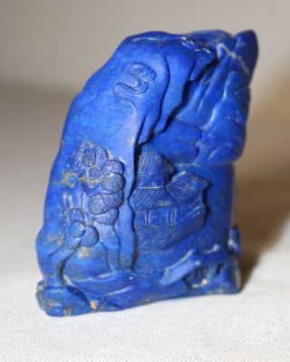 antique hand carved Chinese blue Lapis Lazuli landscape stone sculpture statue 5