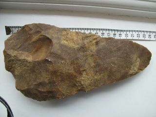 Palaeolithic flint large hand axe approx 1kg labelled Boscombe Station 2