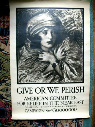 World War I Poster Committee For Relief Of Near East By W.  F.  Benda Vg