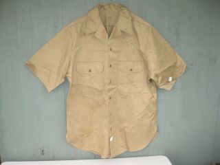 Vintage Wwii Military Uniform Shirt Short Sleeve Khaki Size 16½ Old Stock