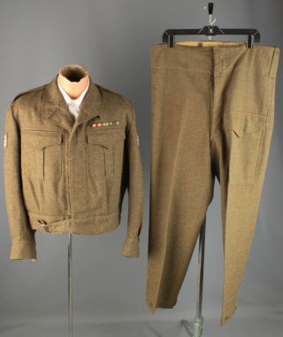 Vtg 1952 Korean War Canadian Army Wool Uniform Jacket Sz 9 Pants Sz 9 5463a