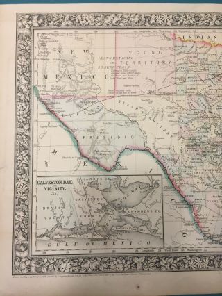 Antique 1860 County Map Of The State Of Texas 8