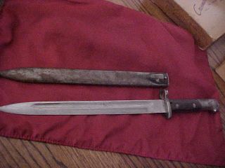 Antique Ww 11 Bayonet W/ Metal Scabbard.  / Military