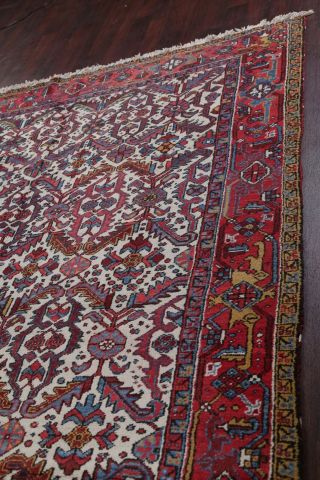 Vintage Heriz Serapi Persian Area Rug 8x12 All - Over IVORY Oriental Hand - Knotted 7