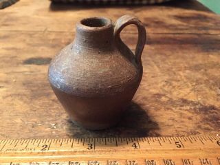 19th Century Miniature North Carolina Salt Glazed Stoneware Ovoid Jug Brown/grey