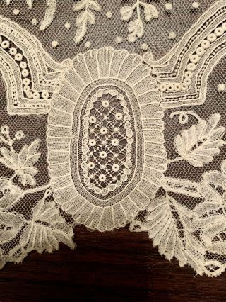 EXCEPTIONAL ANTIQUE BRUSSELS AND POINT DE GAZE LACE ON NET - 5 1/3 YARDS X 11” 6