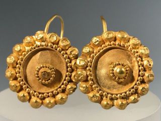Ancient Roman Decorated Roman Earrings; Elegant Design,  Wearable 100 Bc - 200ad