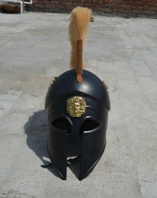 - Corinthian - Greek - Helmet - W - Plume - Armor - Medieval - Knig