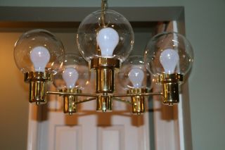 Vintage Mid Century Modern Hanging Chandelier Light With 5 Globe Eames Era