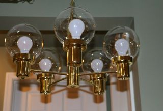 Vintage Mid Century Modern Hanging Chandelier Light With 5 Globe Eames Era 3