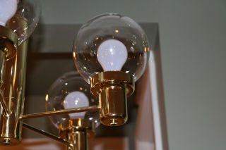 Vintage Mid Century Modern Hanging Chandelier Light With 5 Globe Eames Era 7