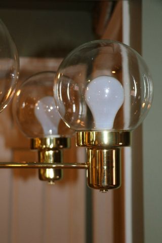 Vintage Mid Century Modern Hanging Chandelier Light With 5 Globe Eames Era 8