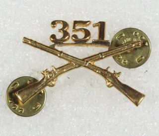 Army Collar Pin: 351st Infantry Regiment Officer,  88th Div - Meyer 9m
