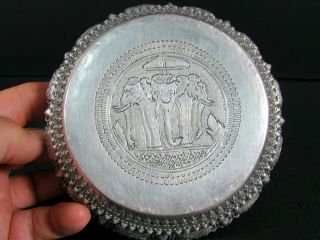 Antique 19thC Burmese Myanmar Solid Silver Thabeik Ceremonial Bowl Zodiac signed 3