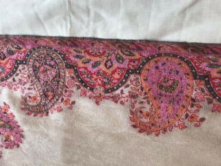 Lovely antique c1850 woven wool paisley Crinoline shawl scarf 5