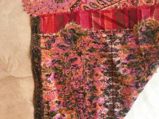 Lovely antique c1850 woven wool paisley Crinoline shawl scarf 8