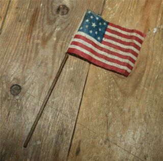 Antique 1876 United States Centennial 13 Star Parade Flag On Stick