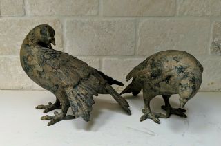 Antique Metal Cast Iron Dove Pigeon Bird Statues Sculptures