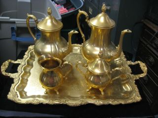 Vintage Sheridan Taunton Silversmiths Gold Electroplated Coffee Tea Set 2 Pots