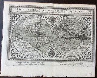Rare 1596 Map Of The World Published By Giovanni Antonio Magini