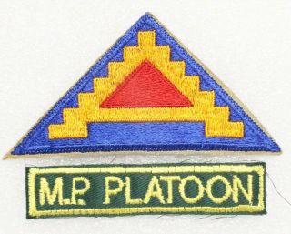 Army Patch - 7th Army With " M.  P.  Platoon " Tab - Cut Edge