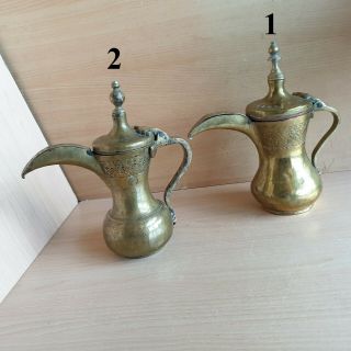 51 Old Antiques Islamic / Oman / Saudi Nizwa Dallah Two Copper Pots,  Signed