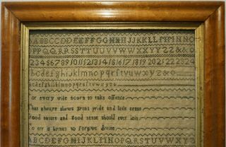 EARLY 19TH CENTURY GREEN STITCH WORK VERSE & TREE SAMPLER BY ELIZA NYE - 1807 2