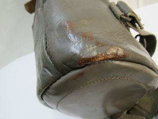 WW2 Swedish Gas Mask Bag FKA 1941 Dated Leather Bottom Canvas Upper w/ Strap 12