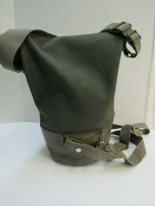 WW2 Swedish Gas Mask Bag FKA 1941 Dated Leather Bottom Canvas Upper w/ Strap 2