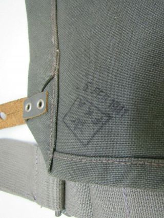 WW2 Swedish Gas Mask Bag FKA 1941 Dated Leather Bottom Canvas Upper w/ Strap 6