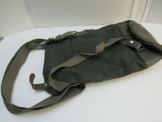 WW2 Swedish Gas Mask Bag FKA 1941 Dated Leather Bottom Canvas Upper w/ Strap 7