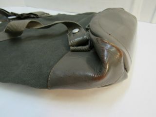 WW2 Swedish Gas Mask Bag FKA 1941 Dated Leather Bottom Canvas Upper w/ Strap 9
