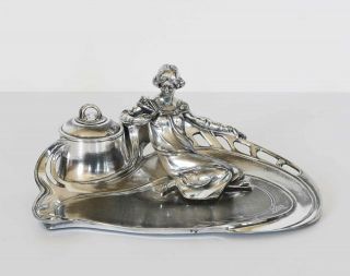 Art Nouveau Wmf Silver Plated Inkwell 109