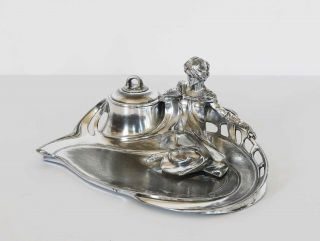 Art Nouveau WMF Silver Plated INKWELL 109 2