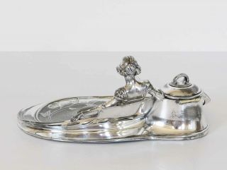 Art Nouveau WMF Silver Plated INKWELL 109 4