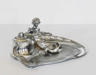 Art Nouveau WMF Silver Plated INKWELL 109 6