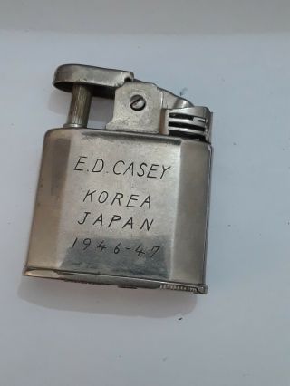 1946 U.  S.  Soldier Engraved Lighter From Japan Served Japan & Korea Edmund Casey