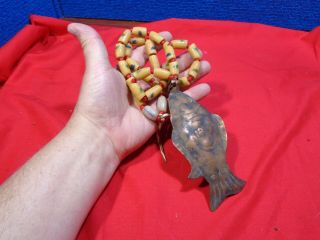 Fur Trade Hudson Bay Gorget Necklace & Beads Figural Fish