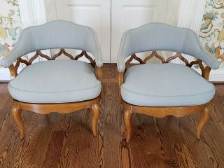 Mid Century French Barrel Back Chairs A Pair