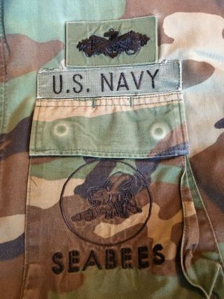 US Navy (SEABEES) Woodland Camouflage Jacket (Lg - Reg) & Trousers (Med - Reg) 11