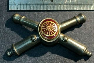 Wwi Field Artillery Sterling Silver Collar Badge Pin Insignia Cannon Wheel E10