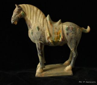 22cm Collect China Old Tang Sancai Porcelain Pottery Handmade Horse Sculpture
