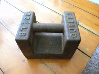 " Curley " 25 Lb.  Cast Iron Antique Scale Weight Toledo Ohio With Handle