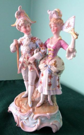 Sitzendorf Antique Courting Pair Porcelain Hand Painted Figurine Signed,  1880s 7